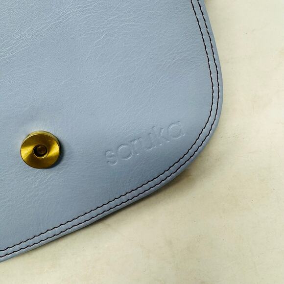 Soruka Colorblock Leather Crossbody Bag Blue Red Green Adjustable Strap Artisan - Picture 6 of 12